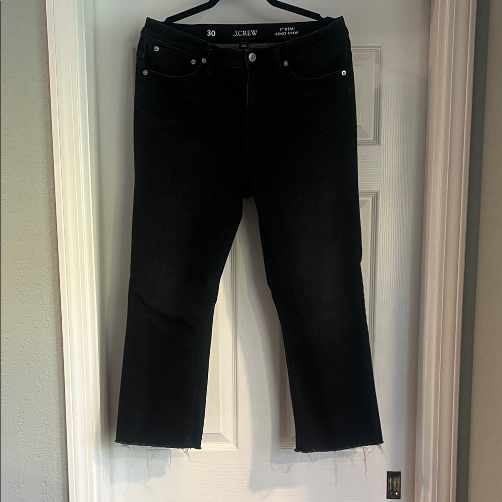 J. Crew Women's 9 inch Demi Boot Cropped Black Jeans Size 30